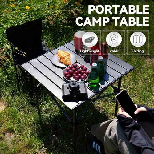 portable folding camping table lightweight and foldable outdoor table carrying bag sturdy legs suitable for picnics barbecues hiking tailgating compact and versatile use