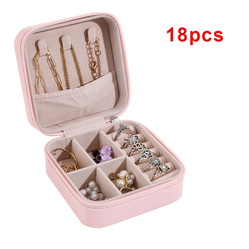 Image of 18pcs - Mini Jewelry Travel Case, Small Portable Jewelry Storage Box, Portable Display Storage Box, For Rings, Earrings, Necklaces, Christmas, Halloween, Thanksgiving Gifts"}, Jewelry Boxes
