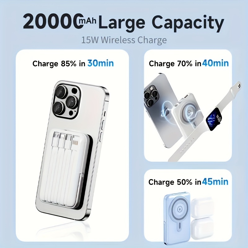 

20000mah Pd22.5w Charging Stand Wireless Phone For Phones, Watches, Headphones, , Led Display For Ios 16/15/14/13 , 9/8/7/6/se (4 )