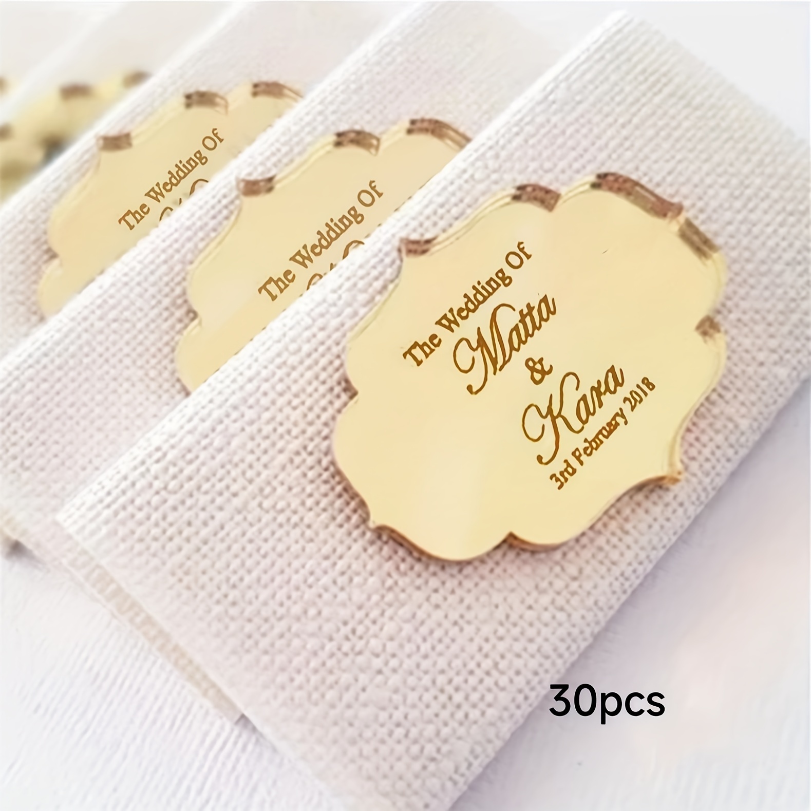 E-shop Goldene Acryl-Spiegelanhänger mit individuellem Design, "Save "-Etikett, Hochzeitsnamensetikett, Namensschild, Baby-Shower-Etikett,