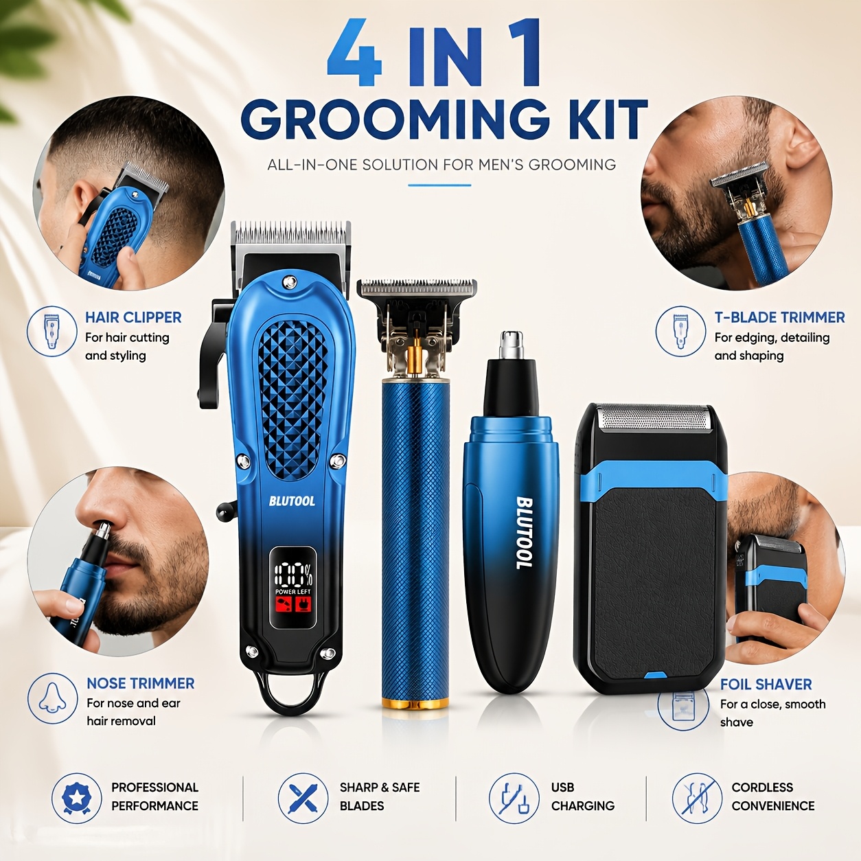 Rechargeable Electric Grooming Kit. Equipped with an LCD Battery Display, This Set Is an Essential Companion for Use at Home, While Traveling, Or in The Car-Making It The Perfect Gift for Husbands, Boyfriends, And Elders