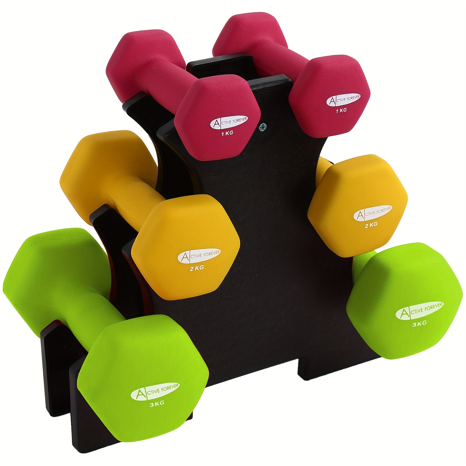 TEMU Weights Dumbbells Set Hex Dumbbells In Pairs, Non-slip, Neoprene Hand Weights Dumbbells In 1kgÃ2 2kgÃ2 3kgÃ2