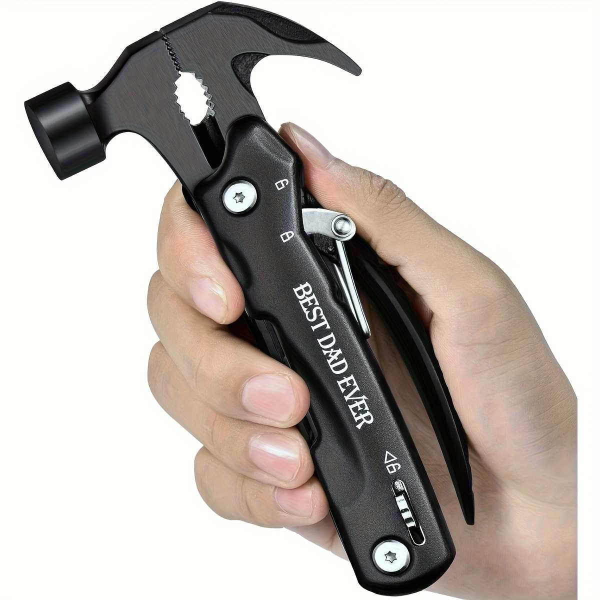 TEMU "best Dad Ever" 12-in-1 Multi-tool Set With Hammer, Pliers, Screwdrivers & 8+ Functions - Heavy-duty Stainless Steel Tool With Safety Lock,