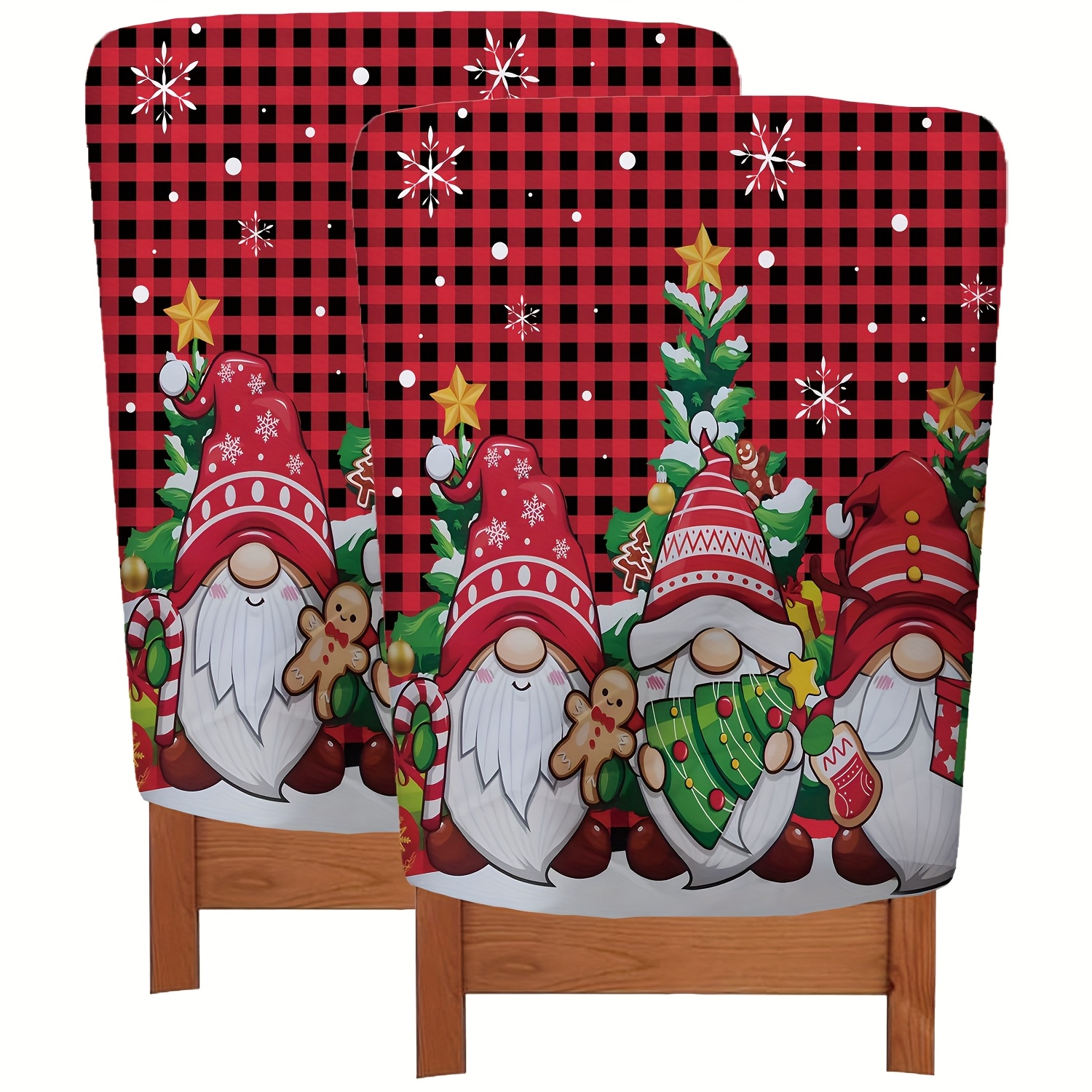 TEMU 2pcs/set Red Gnome Christmas Tree Chair Covers For Christmas Holiday Party Home Decor, Christmas Decorations