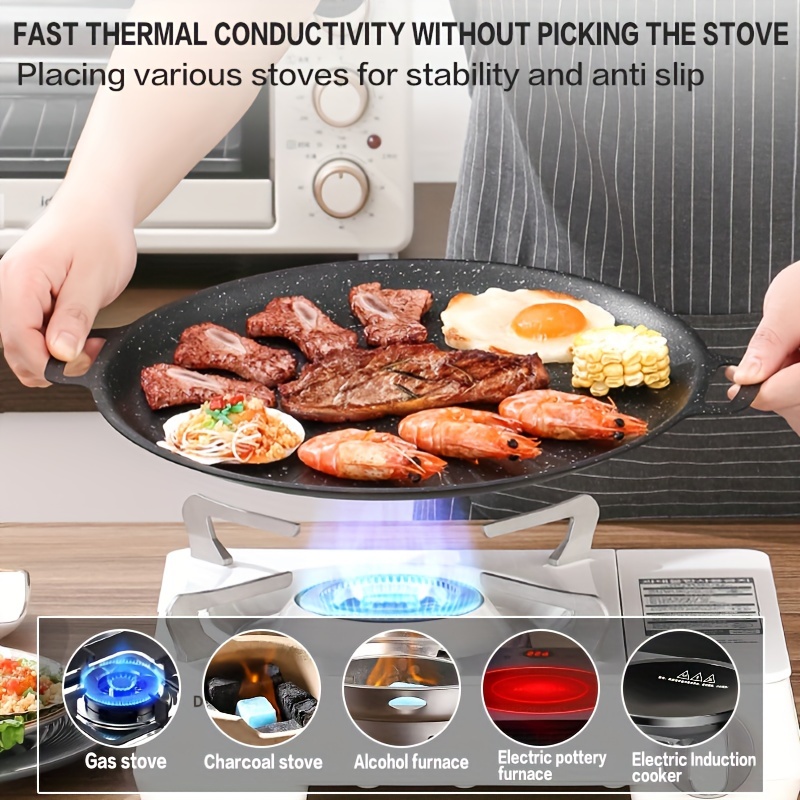 korean bbq grill pan cast iron non stick   design suitable for indoor and outdoor use details 6