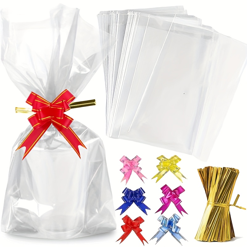 30 bolsas celofán transparentes diseño encorvado cintas Temu Spain - Main Image