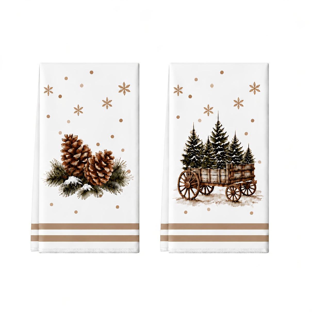 TEMU 2 Decorative Kitchen Dish Towels Featuring A Winter Tree And Pattern, Measuring 16×24 Inches. Made Of Microfiber, Are Absorbent, Quick-drying,