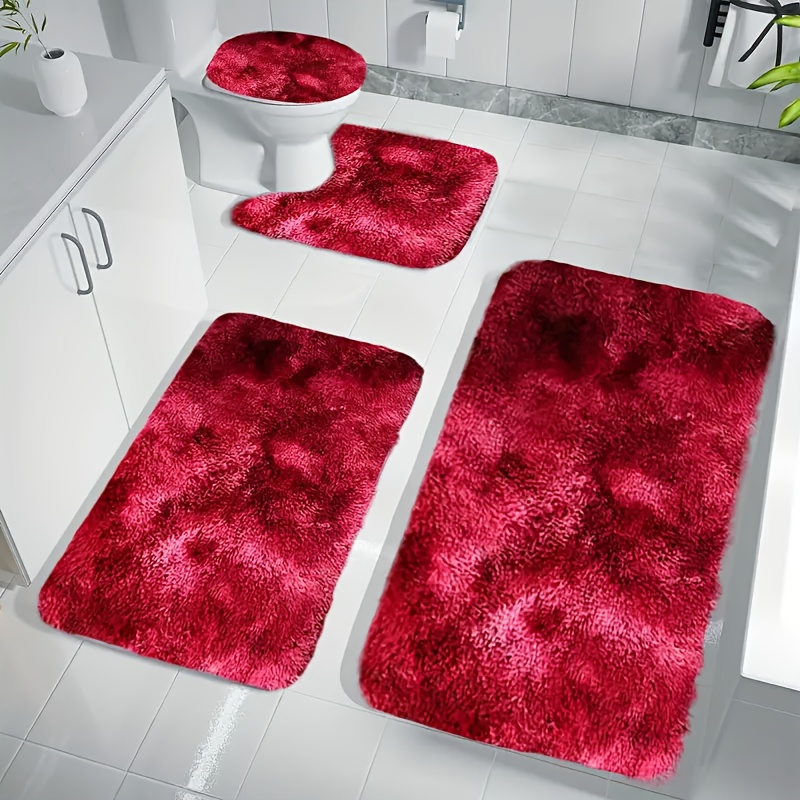 4pcs Non-slip Bath Mat Suitable For Shower, Toilet & - Thick Soft Plush Water-absorbent Machine Washable Rug With Rainbow Print Bath, Mat Suitable For Sinks, Bathrooms, For -season Use