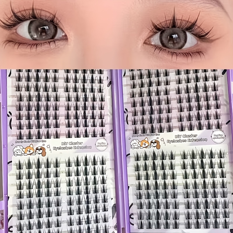 Image of 320 Cluster Lashes With Sharp Tips, Eyelash Extensions, 13mm Length And 0.07 Thickness For Look, Fine Korean-style Makeup Lashes, Asian Design, Reusable And Beginner-friendly