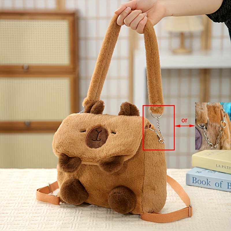 Image of Women's Fashion Backpack Cartoon Capybara Plush Backpack, Cute Bag, High-quality Versatile Plush Bag