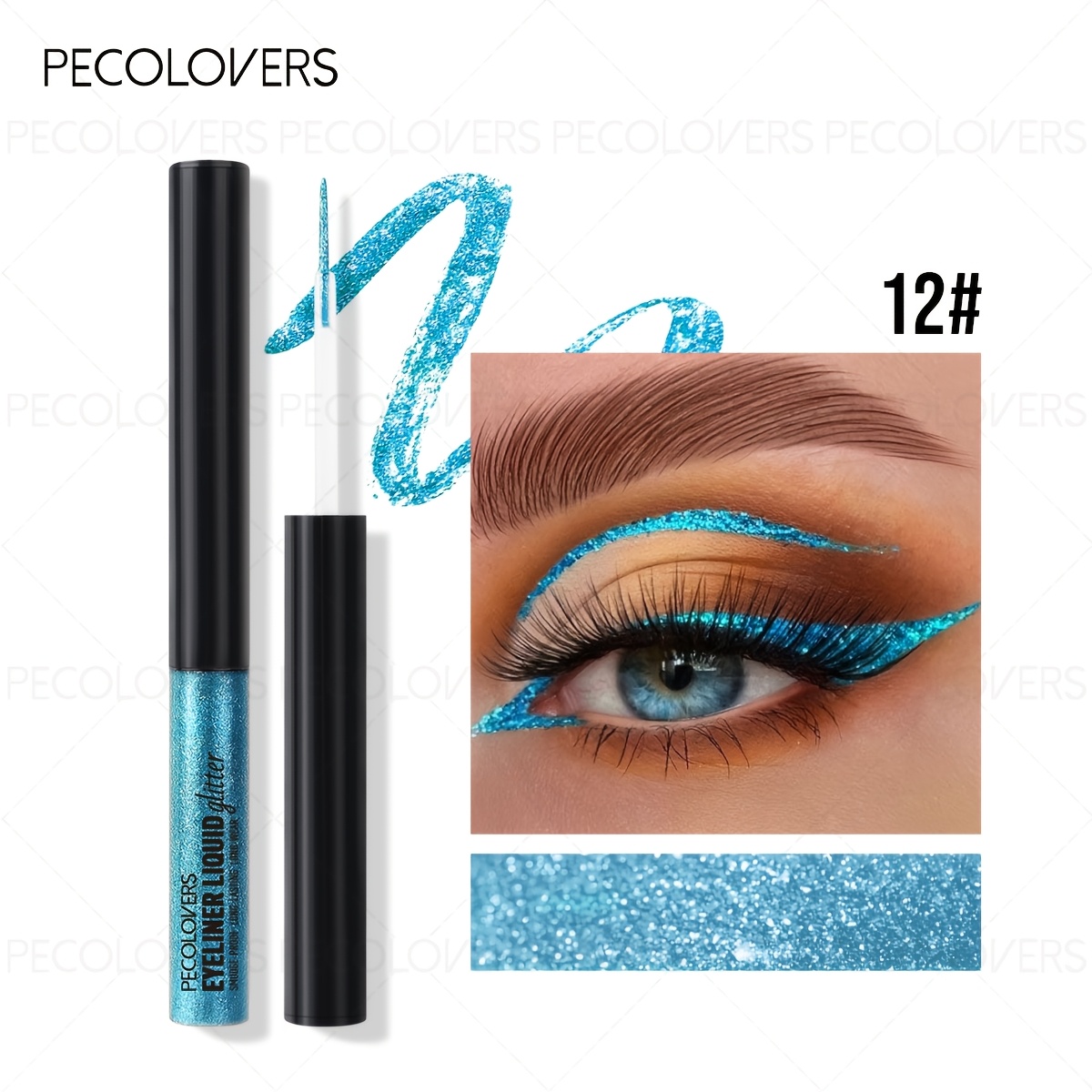 Image of 1pc Waterproof Liquid Eyeliner - Shiny Blue Pencil For Long-lasting, Non-smudge Makeup