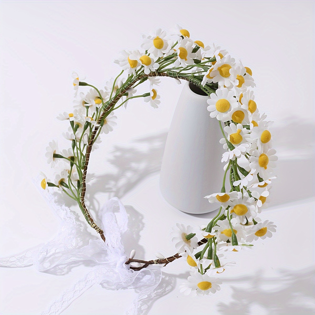 

Chic White Daisy Ribbon Hairband - Parties, Festivals & Beach Weddings