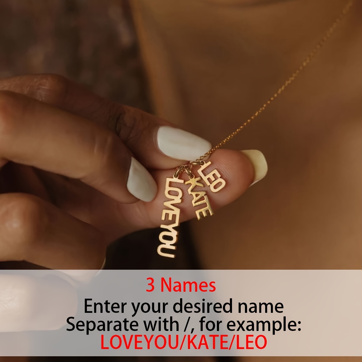 E-shop Personalisierte 1-3 vertikale englische Namens-Halsketten, plattiertes 18K Edelstahl Multi-Familienname Minimalistisches Halsketten, einfach,
