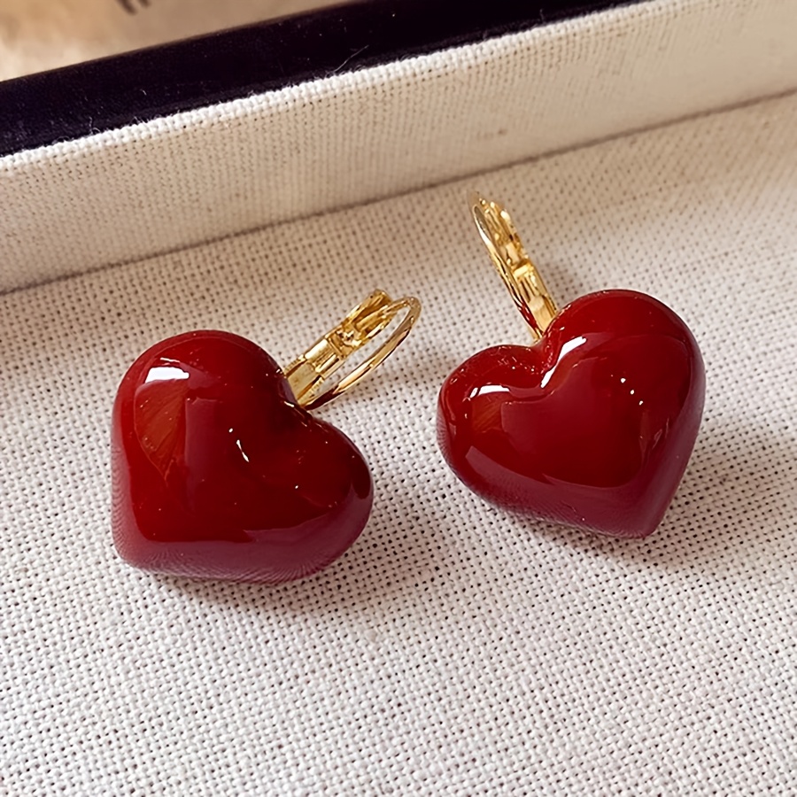 Image of A Pair Of Sweet And Elegant Heart-shaped Earrings For Valentine's Day, Perfect For Holidays, Birthdays, Dates, , Parties, Vacations, Shopping, And Everyday Commuting