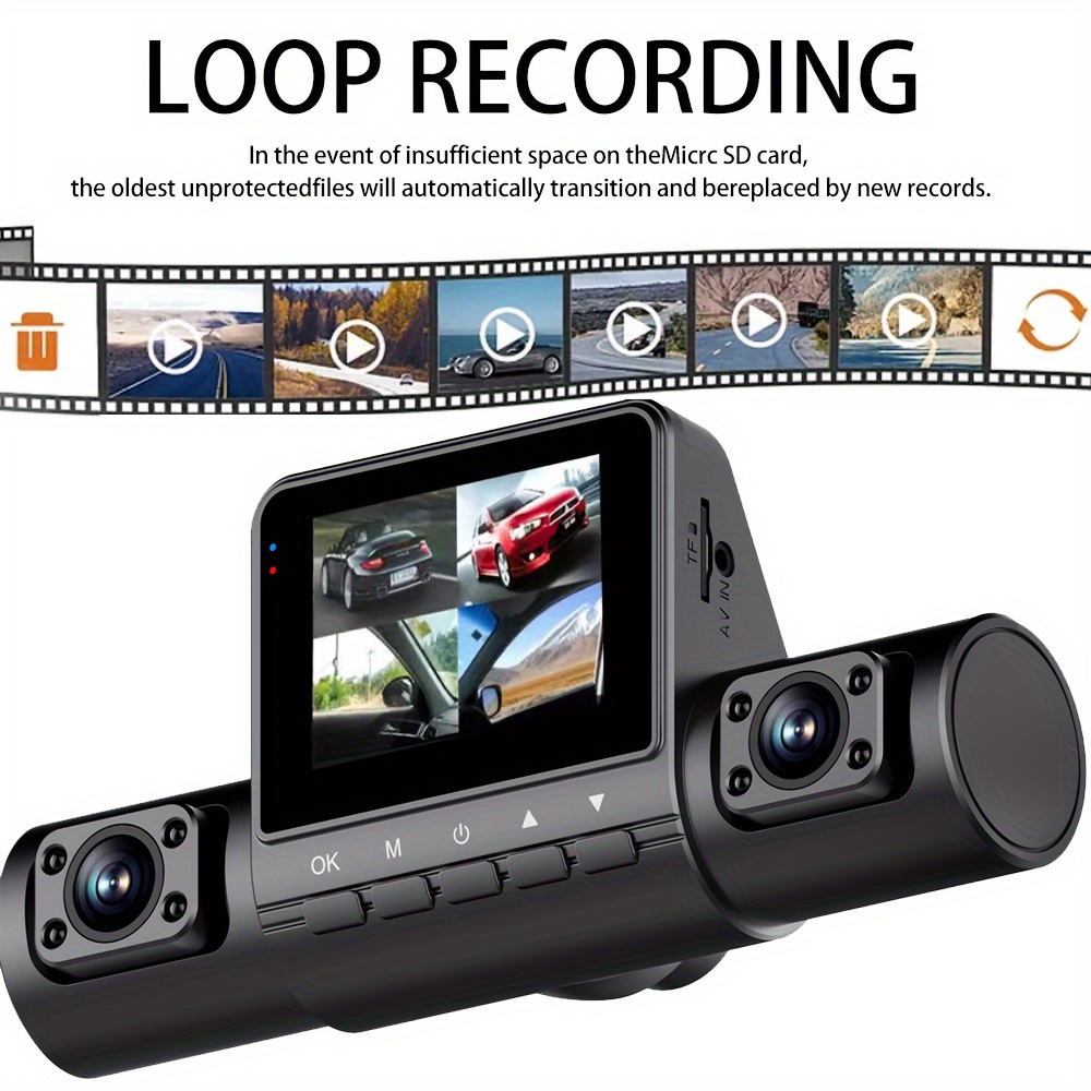 shengwoda hd   car dash cam with 32gb card front rear left right reverse image recording lcd display suction mount button control details 0