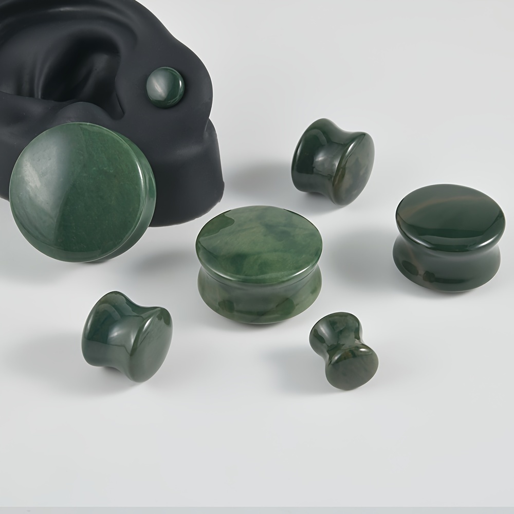 Dilatación o túnel de piedra de jade color verde para la oreja
