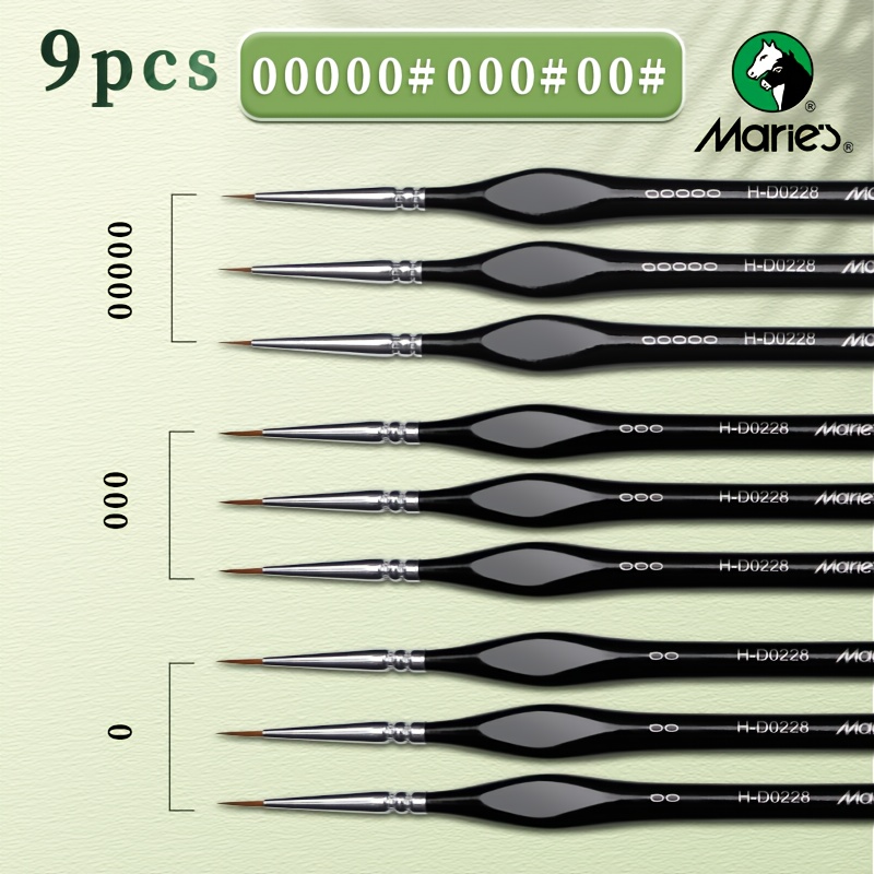 TEMU 3/9/11pcs Marie's Micro Paint Brushes 5/0 3/0 2/0, Miniature Synthetic Model Thin Paintbrushes With Triangular Handles For Acrylic, Professional