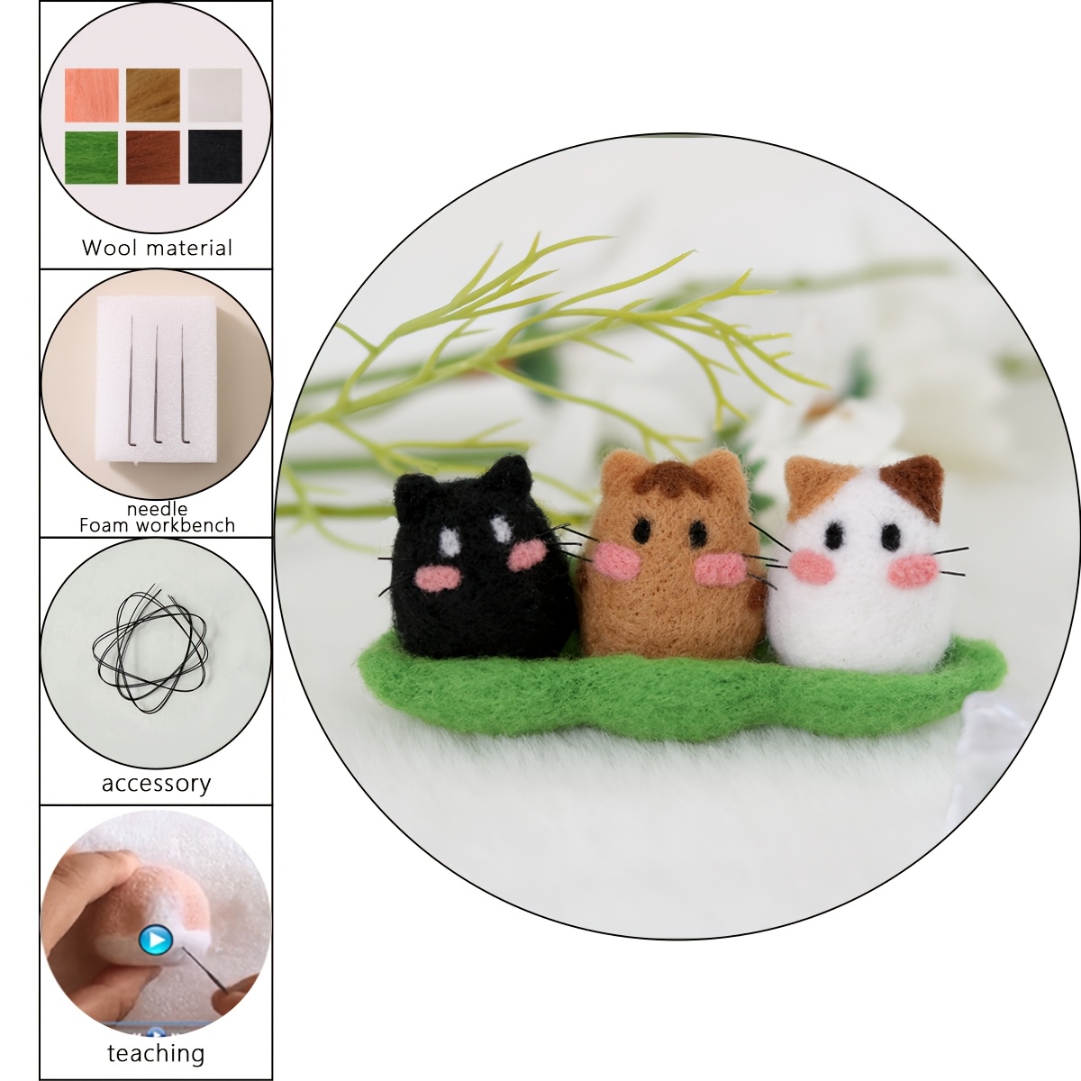 TEMU 1pc Wool Felting Diy Kit, Includes Colored Wool Roving, Tools, And A Phone Lanyard, Christmas Tree Decoration Ornament, Back-to-school Gift For