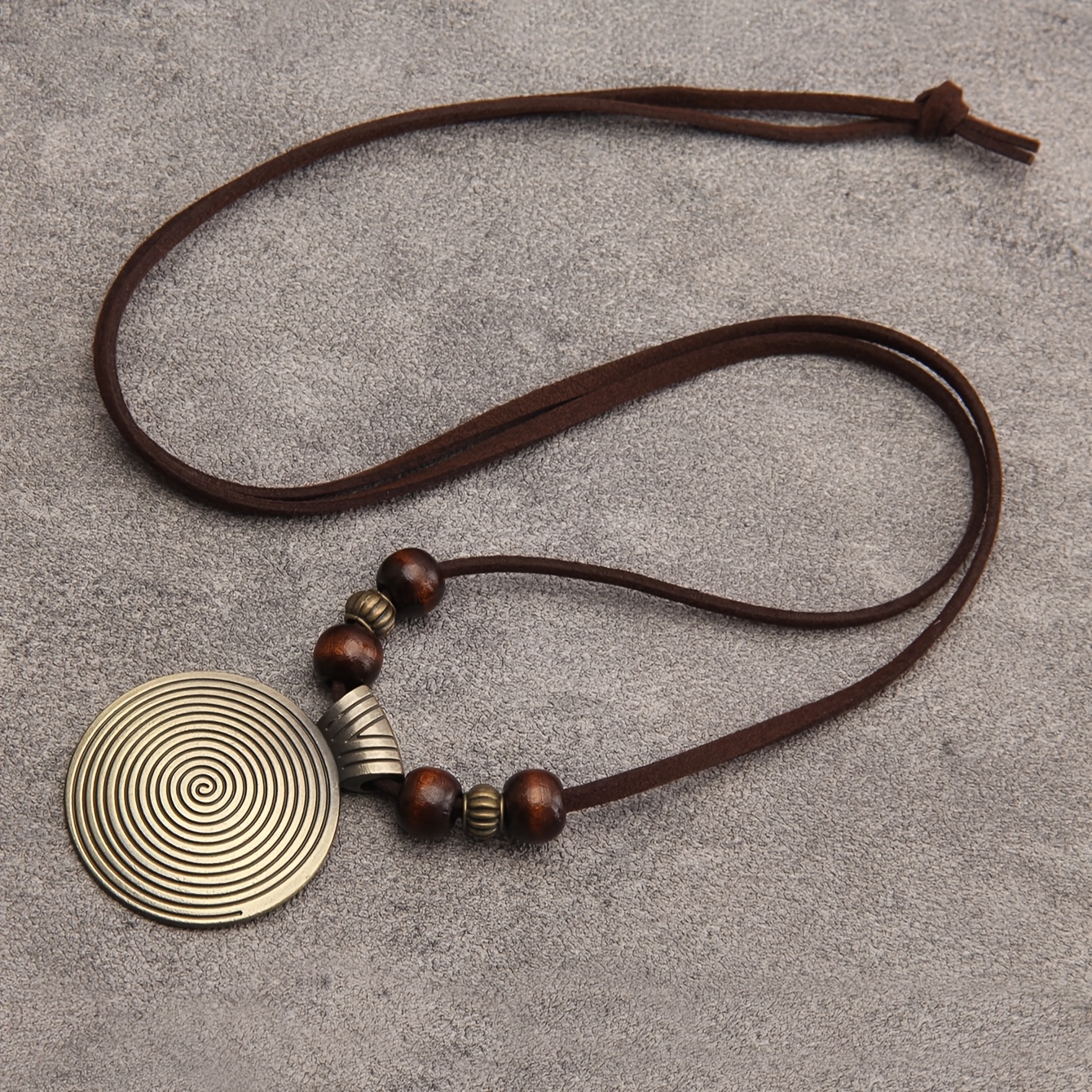 E-shop Vintage-Stil Perlen-Langhalskette mit Anhänger - Unisex Zinklegierung Schmuck, Rustikales Design für Freizeitkleidung, Perfektes Geschenk zum
