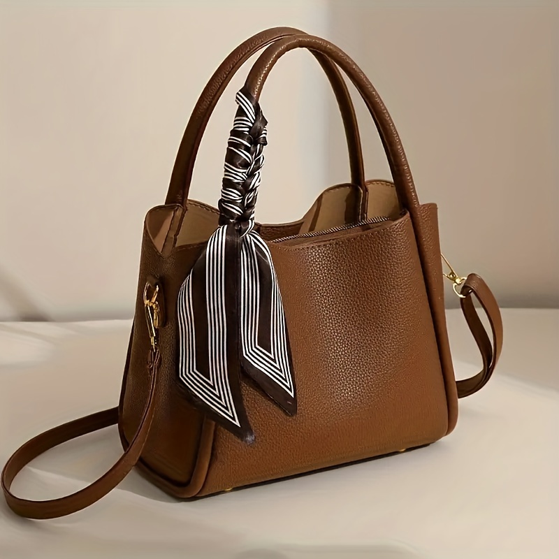 

Sac fourre-tout de mode élégante pour femmes, en cuir PU de couleur unie de style rétro, petit sac bandoulière avec sangle détachable pour une utilisation polyvalente