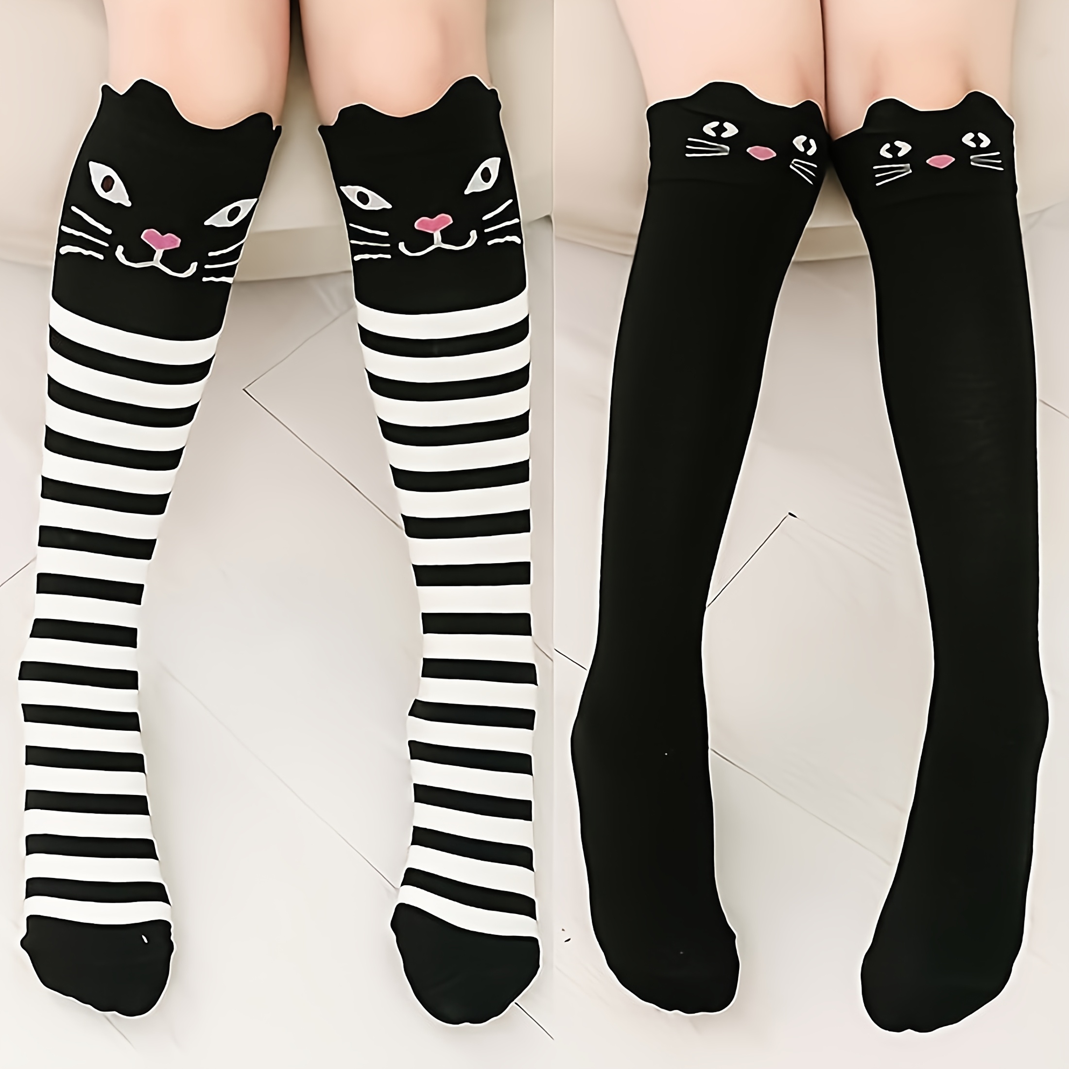 

Girls Striped Knee High Socks, Girls Soft And Comfortable Over The Knee Calf Socks For Casual