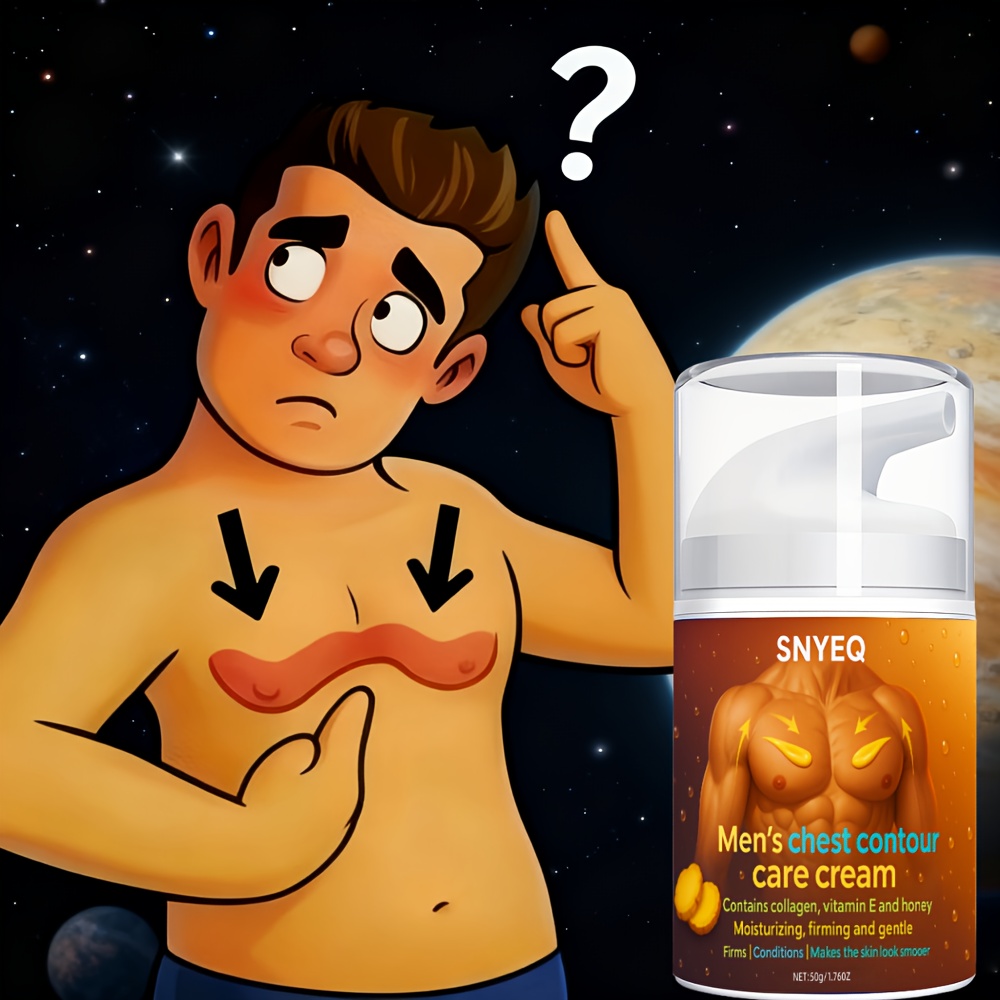 50g Men's Chest Contour Massage Cream with Vitamin E, Collagen & Honey - Natural Firming & Lifting Gel for Pectoral, Sensitive Beige, Toning, Quick-Absorbing Moisturizer, Male Breast Lift & (All Beige Types) - Image 4