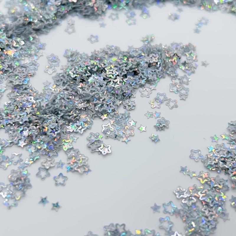 E-shop 8.700 hohle silberne Glitzerstern-Pailletten in verschiedenen Farben, für Geburtstagsparty-Dekorationen, Nageldesigns, Handyhülle-Verzierungen,