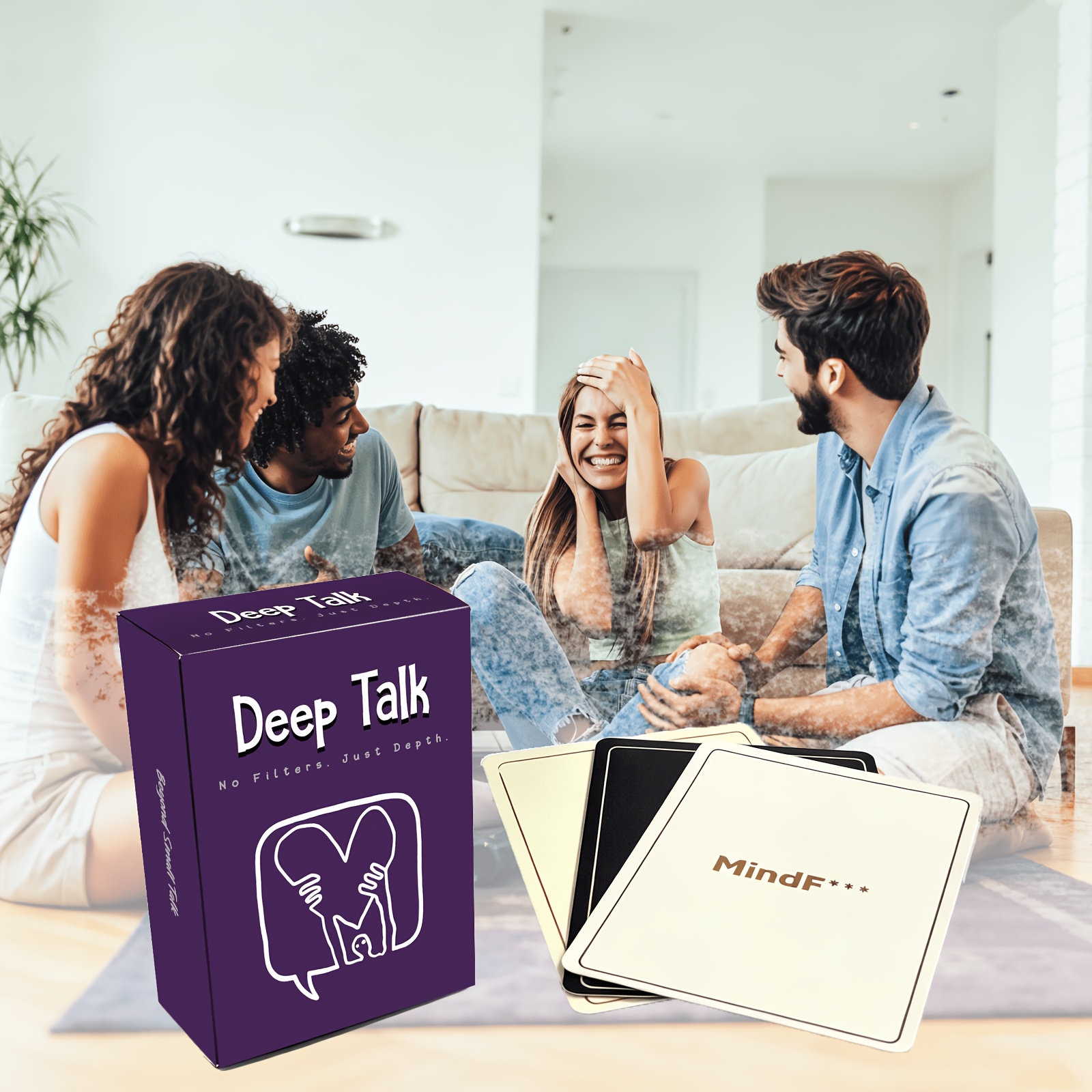 TEMU Conversation Cards Game Suitable For Couples, - No Filters Just Depth Question Cards With Paper Card Deck For Date Nights, Parties, Travel - Fun