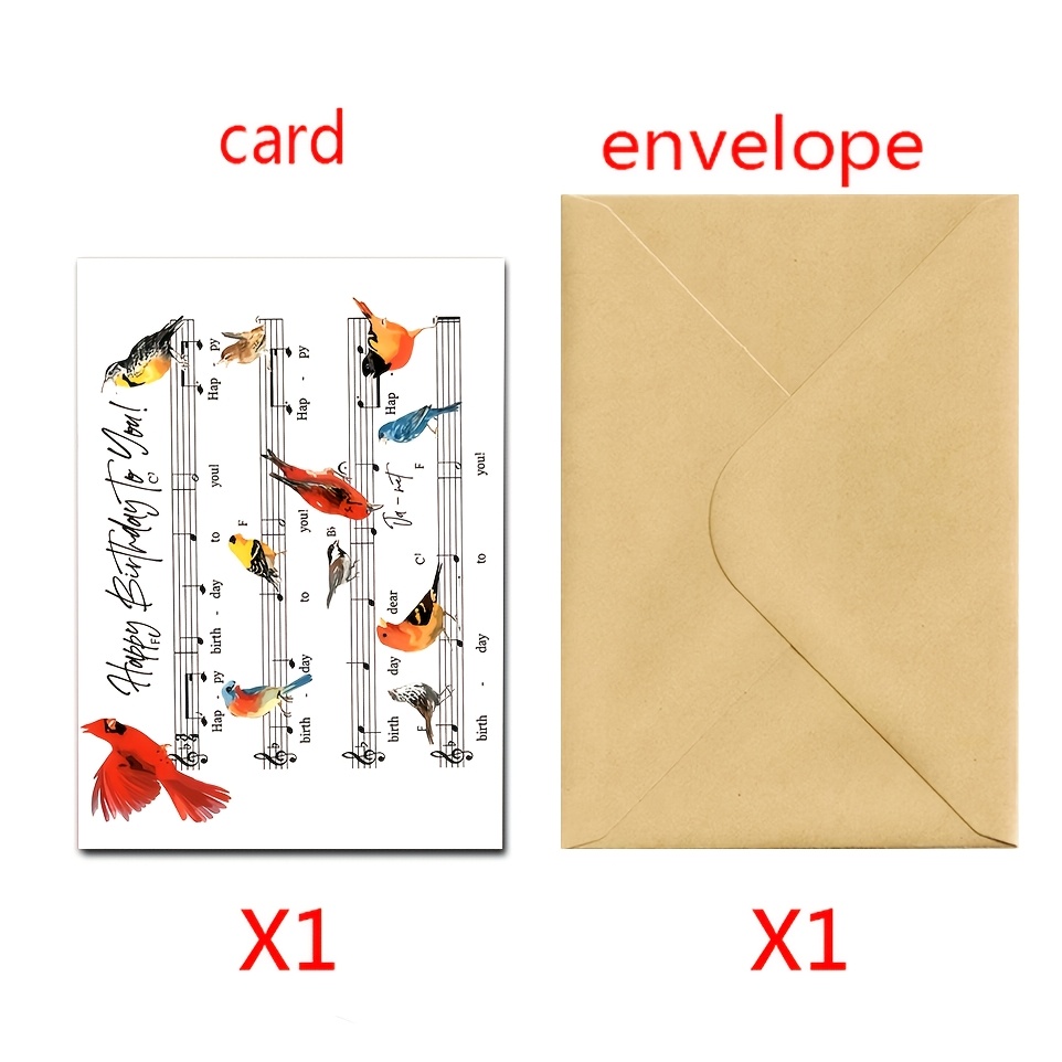 1pc With Envelope, Unique Music Birthday Card - Perfect For Music Lovers, Family, Teachers, And - Creative Singing Greeting Card For Any Occasion, High-quality Paper With Envelope, Suitable For Anyone