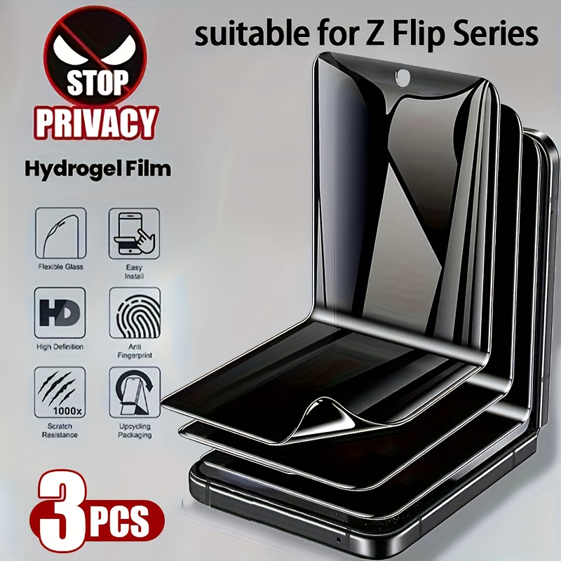 TEMU 3-pack Anti-peeping Folding Screen Hydrogel Film Compatible With Galaxy Z Flip 7 Z Flip 7 Fe Z Flip 6 Z Flip 5 Z Flip 4 Z Flip 3 5g Z Flip 5g