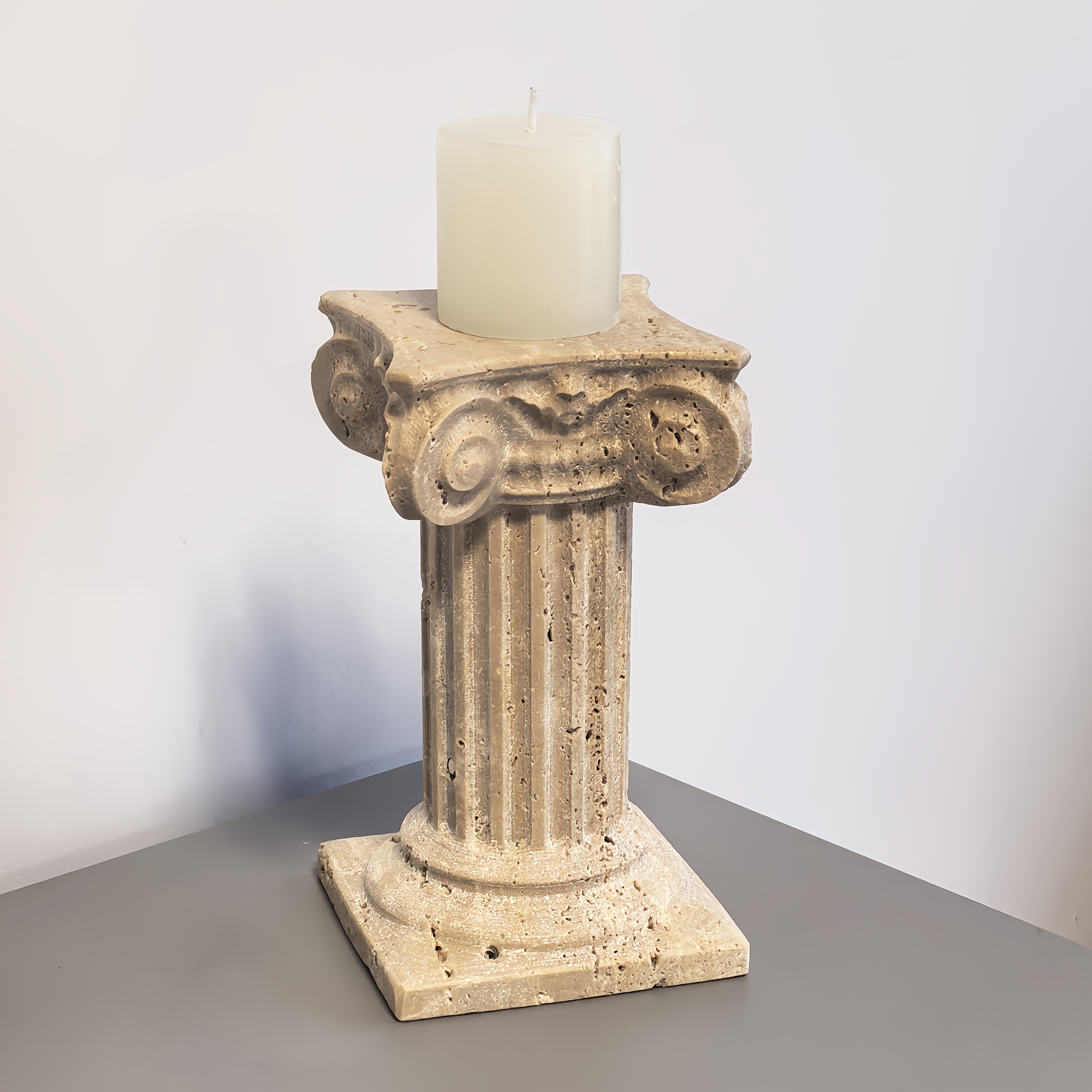 Natural Marble Candle Holder, Vintage Candle Stand, Heavy Stone Bookend, Exquisite Carving Craftsmanship, Perfect Stone Craft, Ideal Gift for Christmas, Halloween, Easter, and Thanksgiving