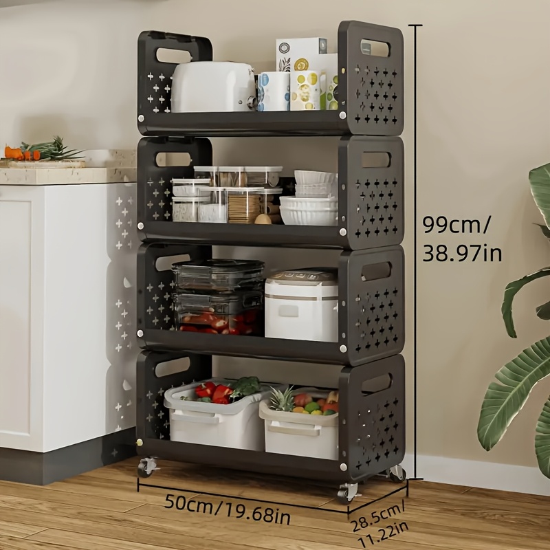 4 layer wheeled rolling tool cabinet 360 flexible mobile large space storage   material durable polypropylene backboard steel pipe support suitable for automotive decoration tool storage car cabinets bookshelves outdoor and   4   black 0
