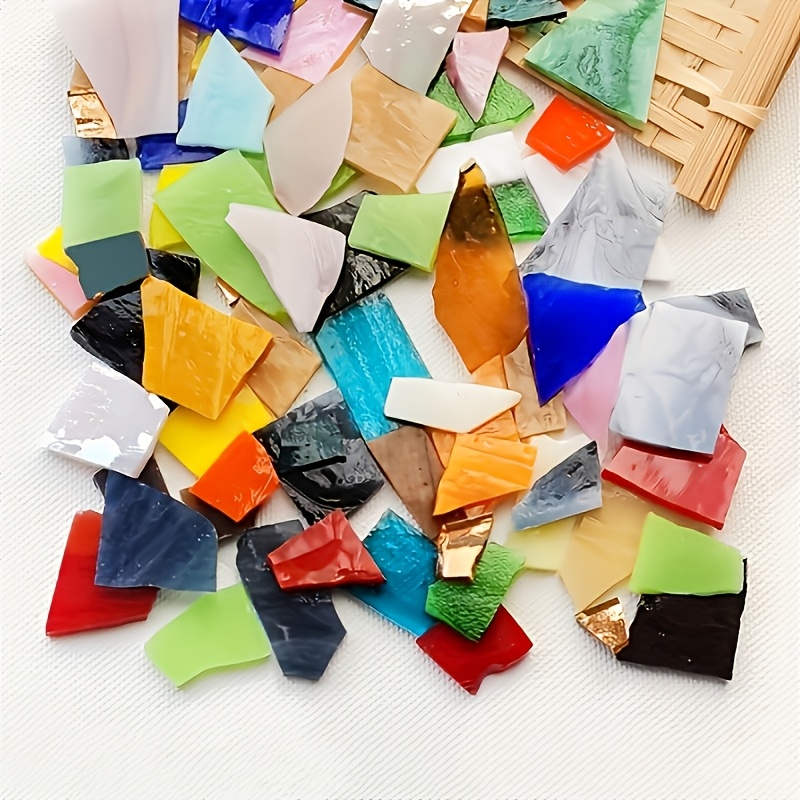 

500g Pack Of Glass - Irregular Shapes, Mixed Colors For Diy Crafts, Stained Glass Projects, & Lamp Shades - Ideal For Art Classes & Creative Handmade Supplies, Diy Craft Materials