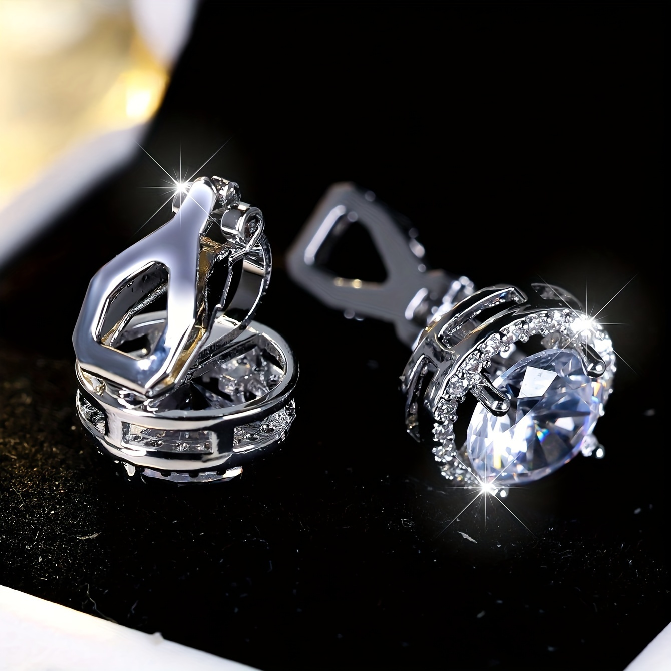 Round Zirconia Clip On Earrings for Wedding Dating