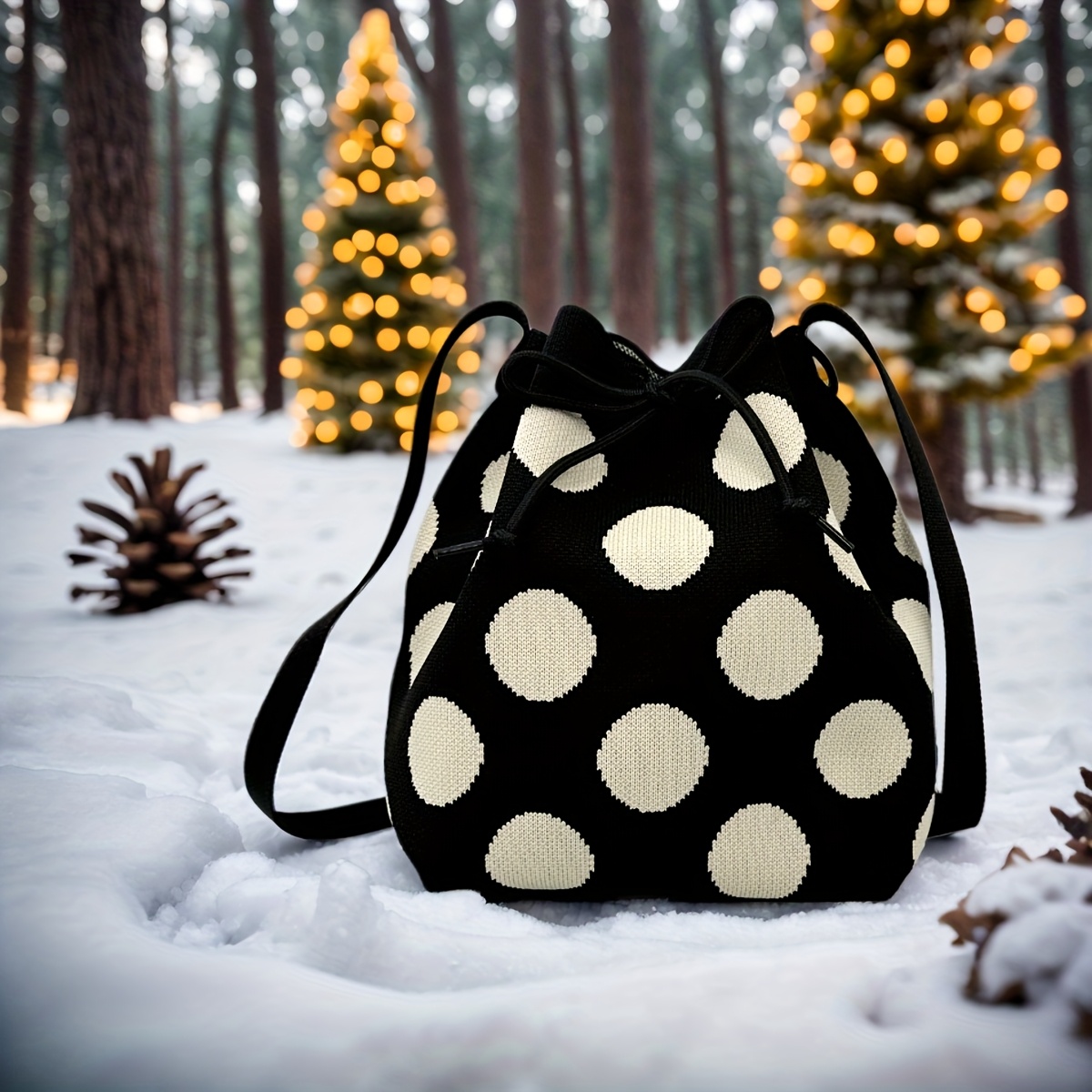 

Polka Dot Ladies Drawstring Shoulder Bag, High Quality Backpack, Colour, Fashion Must-have, Classic Model , Valentine's Day Gift