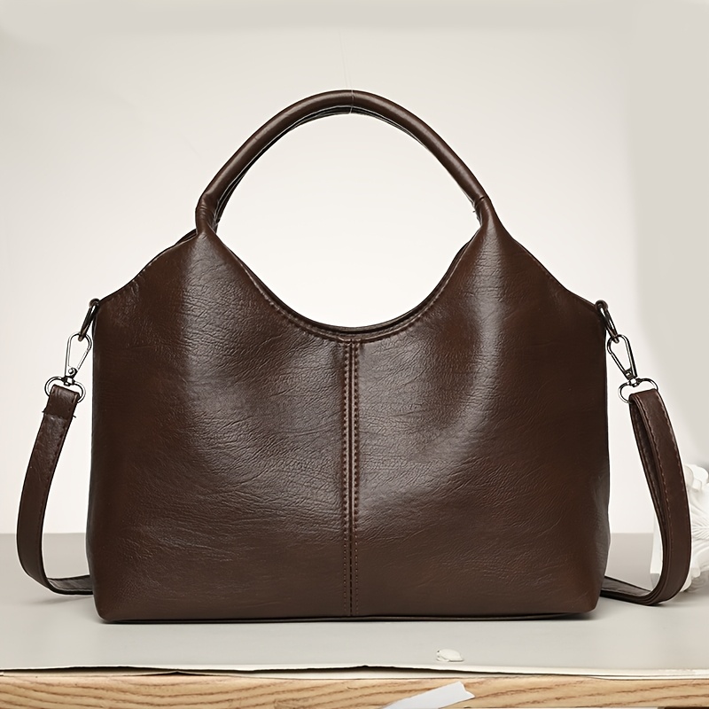 TEMU Elegant Dark Women's Shoulder Bag: Soft Material For Comfortable Feel, Easy Silhouette With , Versatile Design For Handheld Or Shoulder Carry,