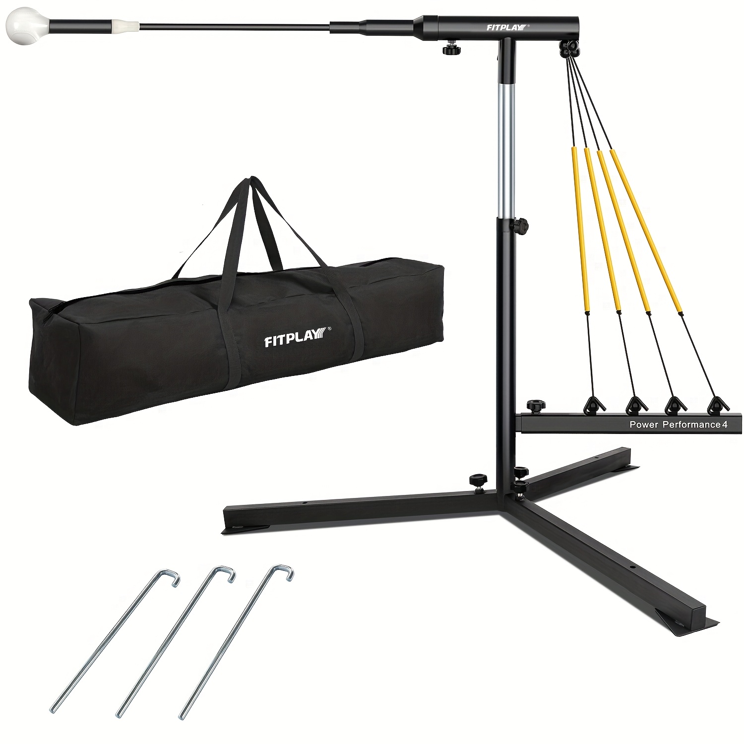 TEMU Fitplay Trainer Featuring Bands, An Automatic Reset Function For Baseball Hitting Practice, A Softball Swing Trainer, And Adjustable Height From