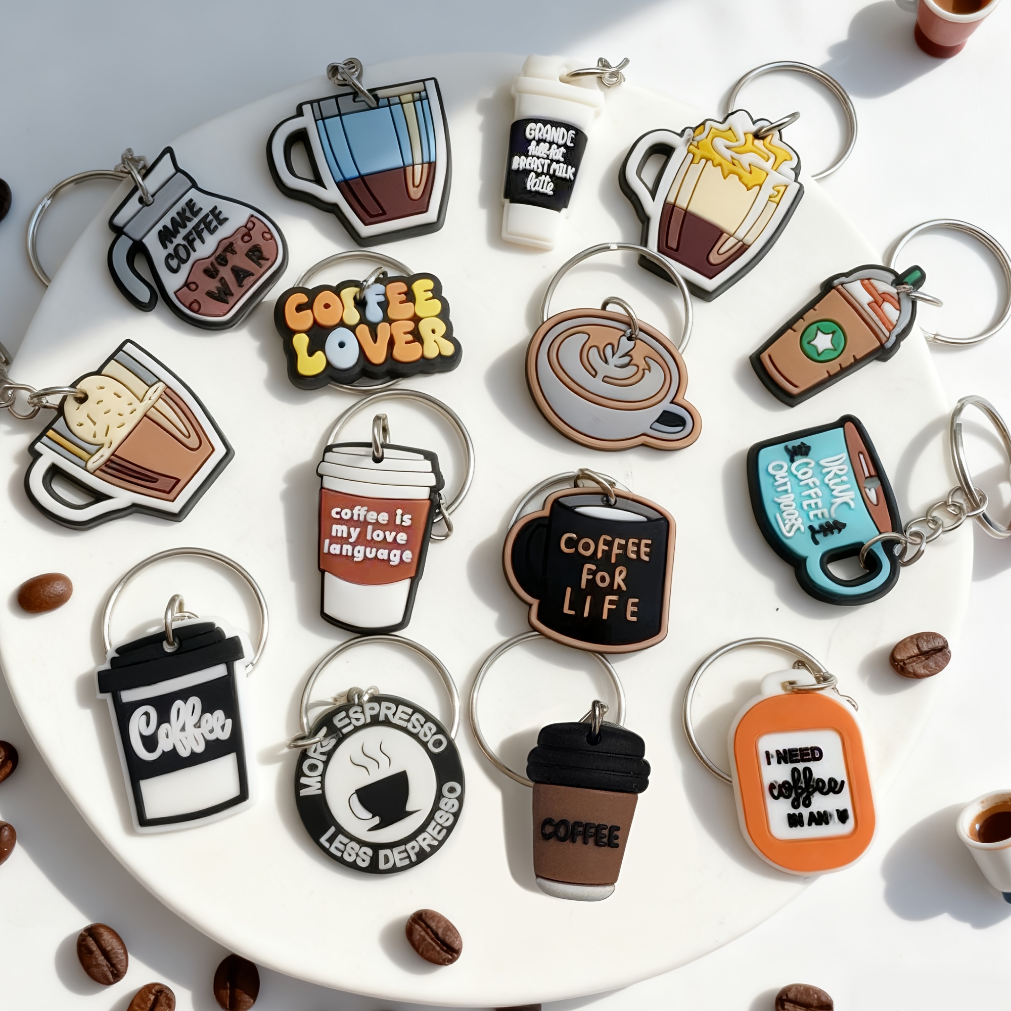 TEMU 15pcs Coffee Keychain, Chocolate Decorative Accessories, Gift For, Bag Charm
