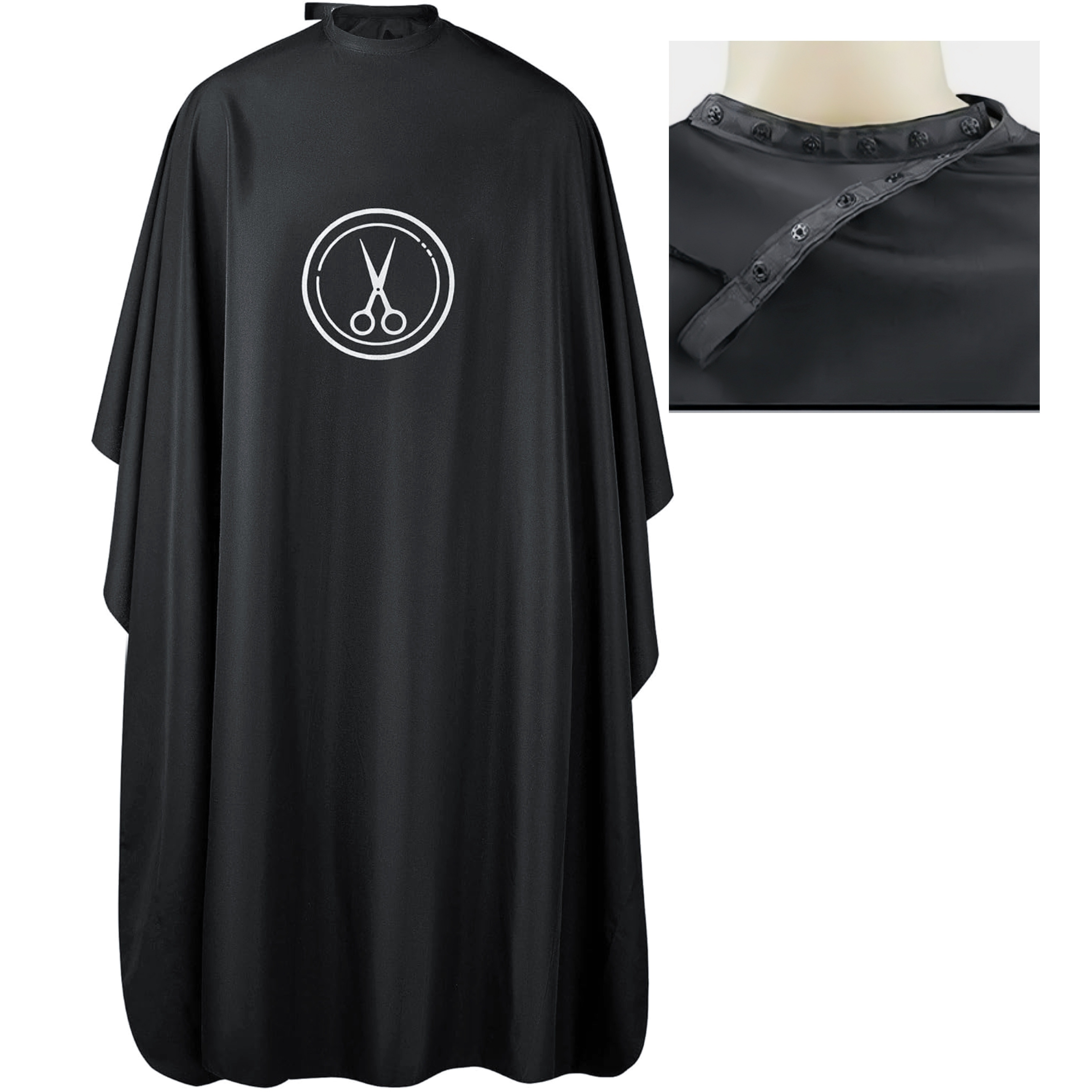 

Unisex Adult Hair Cutting Cape With Snap Closure - Water Resistant Salon Barber Gown For Hair Styling, Coloring, And Trimming - Professional Hairdresser Apron With Sew- - Suitable For All Hair Types