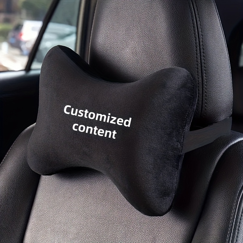 E-shop 1 personalisierter bestickter Kopfstützenbezug fürs Auto mit Namen, Bild- Text-Thema, verbesserte Version, universelles weiches Plüschmaterial,