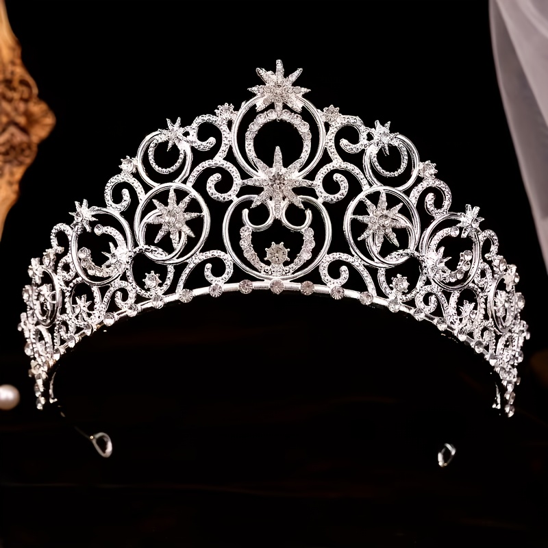 TEMU 1pc Princess And Knight Crown For And - Sparkling Tiara With Multicolor Party Performance Costume Accessory, Birthday Role-play, Pageant, Ball