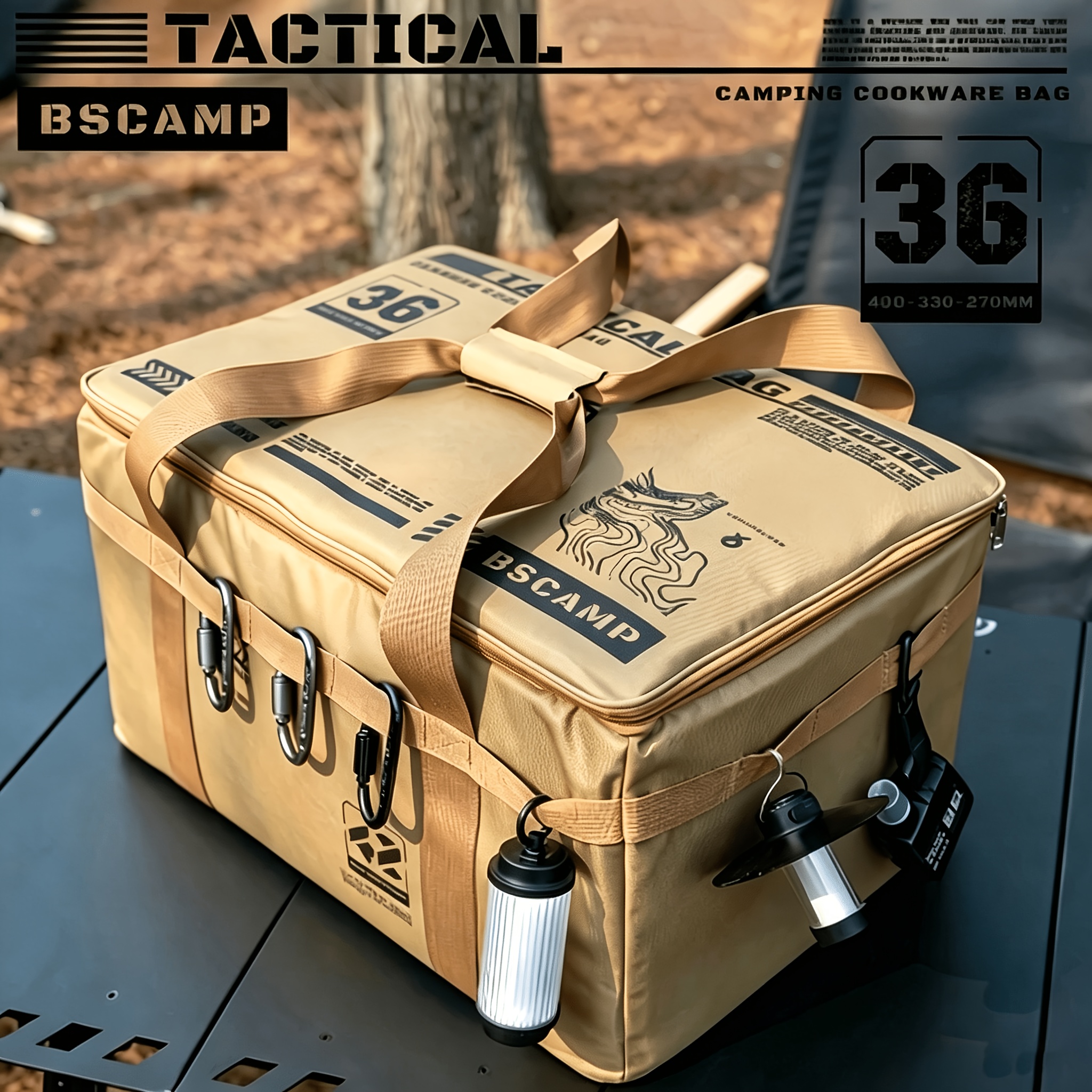 TEMU 1pc Outdoor Multifunctional Storage Bag, Camping Equipment Foldable Storage Box, Made Of Oxford Cloth, Portable, Durable And Easy To Clean,