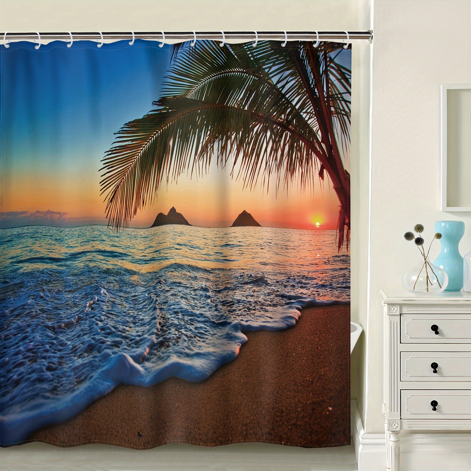 Yeele Hawaii - Cortina opaca para ventana, verano, playa, puesta de sol,  paisaje tropical, paneles de ventana, cortinas aislantes térmicas con  ojales