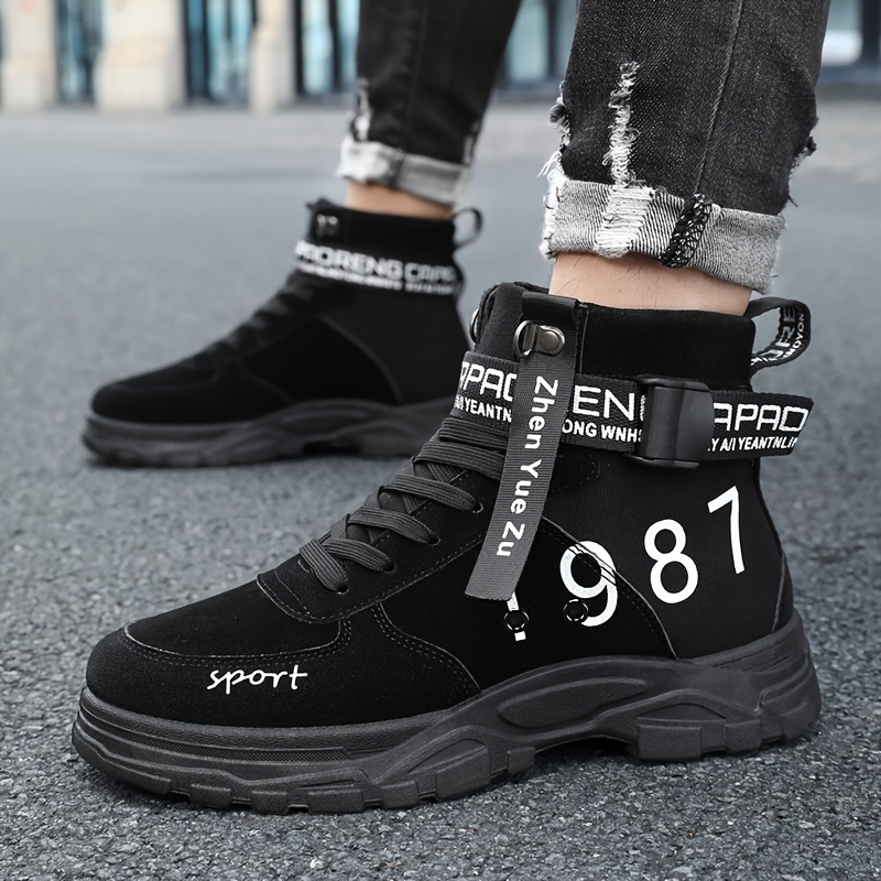 1 Par de Botas de Senderismo para Hombre - Beige y Negro, Sintéticas Duraderas, Suela Antideslizante, Soporte de Tobillo con Cordones para Uso al Aire Libre, Casual y Urbano - Regalo Perfecto para Cumpleaños y Navidad, Equipo de Senderismo, Calzado de Moda, Calzado Moderno de Calle, Calzado Antideslizante