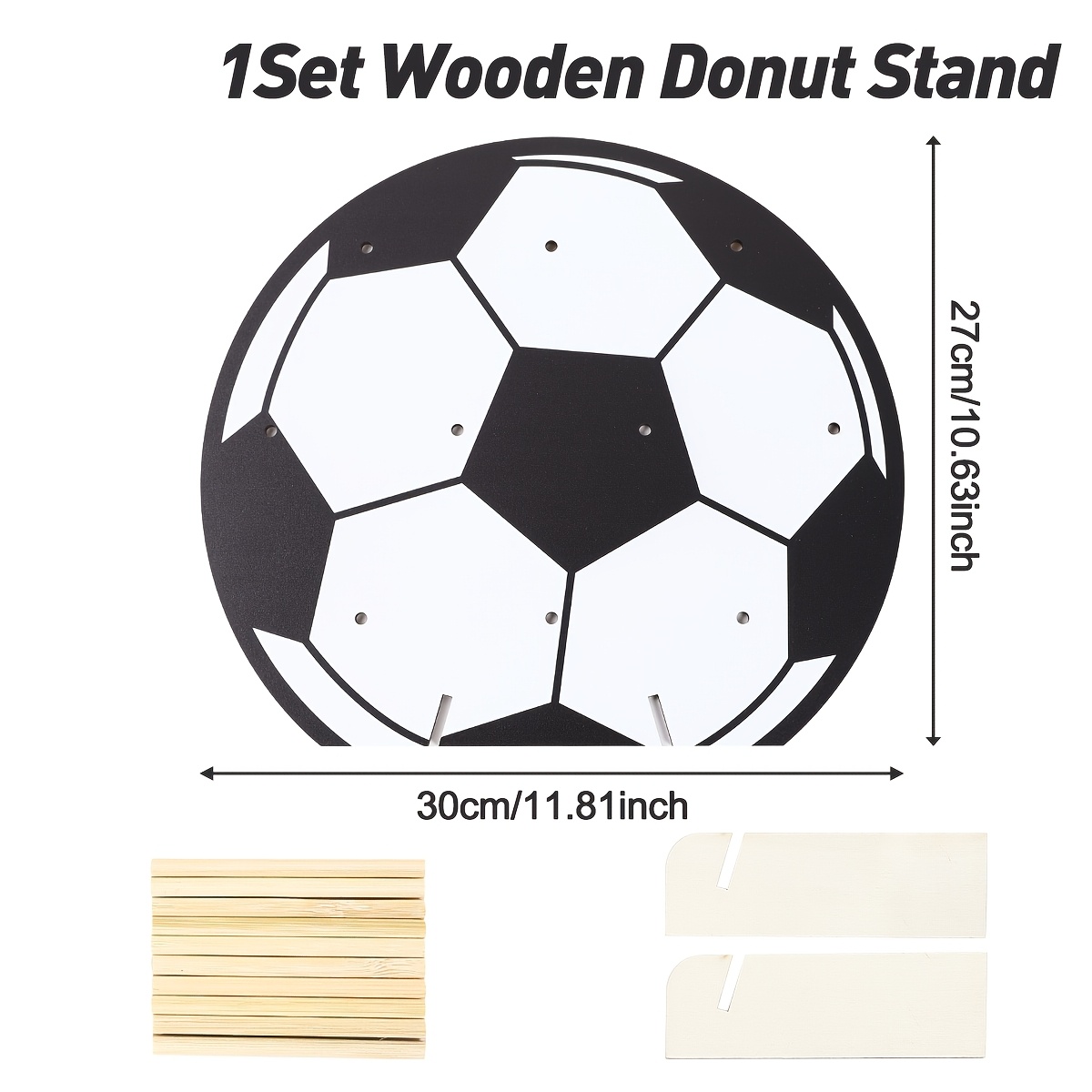 TEMU 1set, Black White Football Design Decorative Sign, Sports Party Donut Holder Decorations, Soccer Party Decoration For Home, Happy Birthday Party