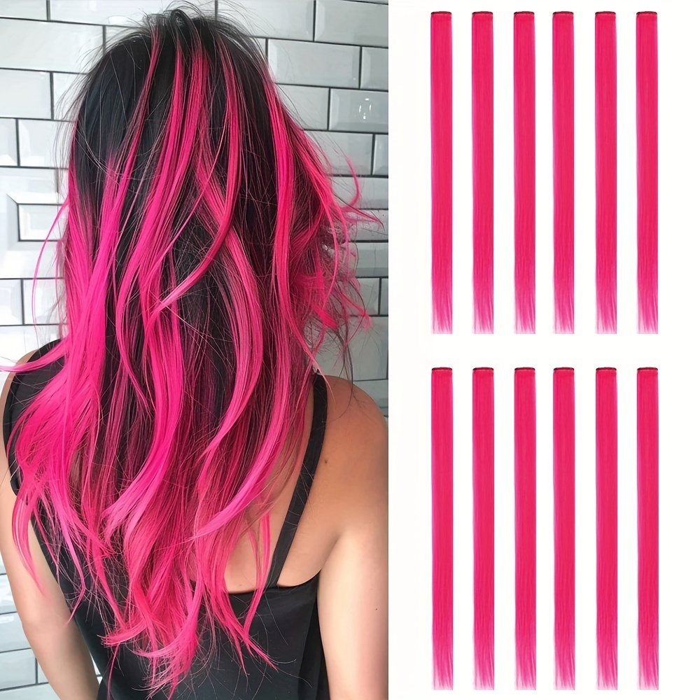Image of 12 Colorful Hair Clips, Easy For Women To Install, Perfect For Occasions Like Halloween And Christmas As An Alternative To Dyeing Hair