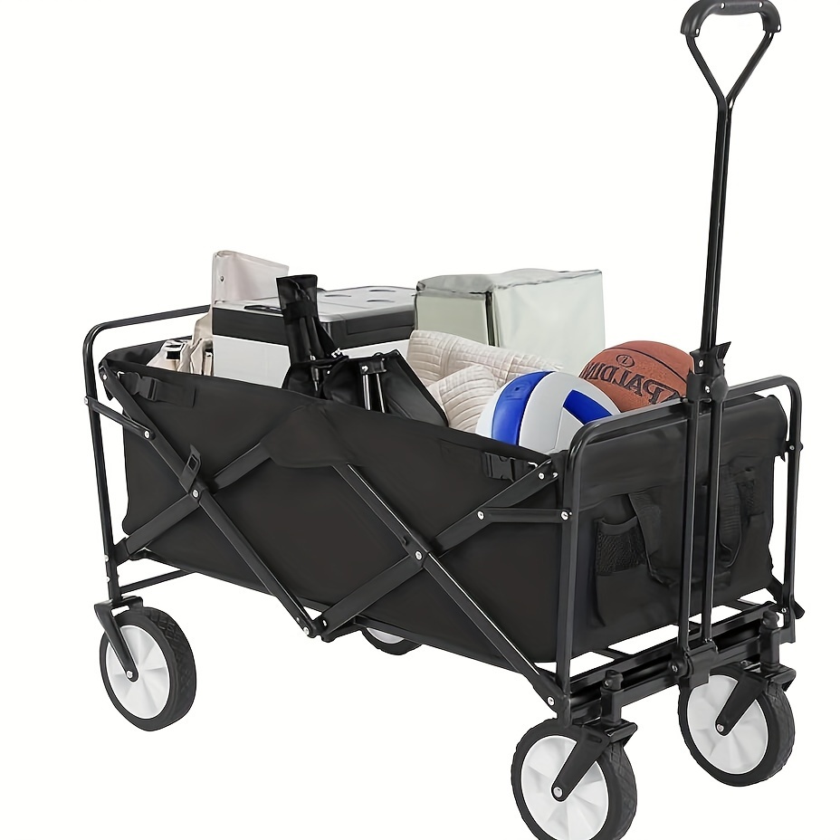 

Wagon Cart Camp Cart Folding Camping Cart Grocery Cart On Wheels For Shopping Garden And Beach Fishing-black