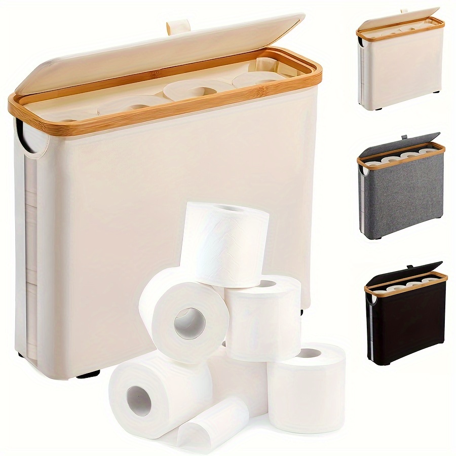 

Porte- Toilette en Bambou Boho-Chic - Organisateur de Salle de Bain Multi-Compartiments avec Panier de Rangement pour Accessoires