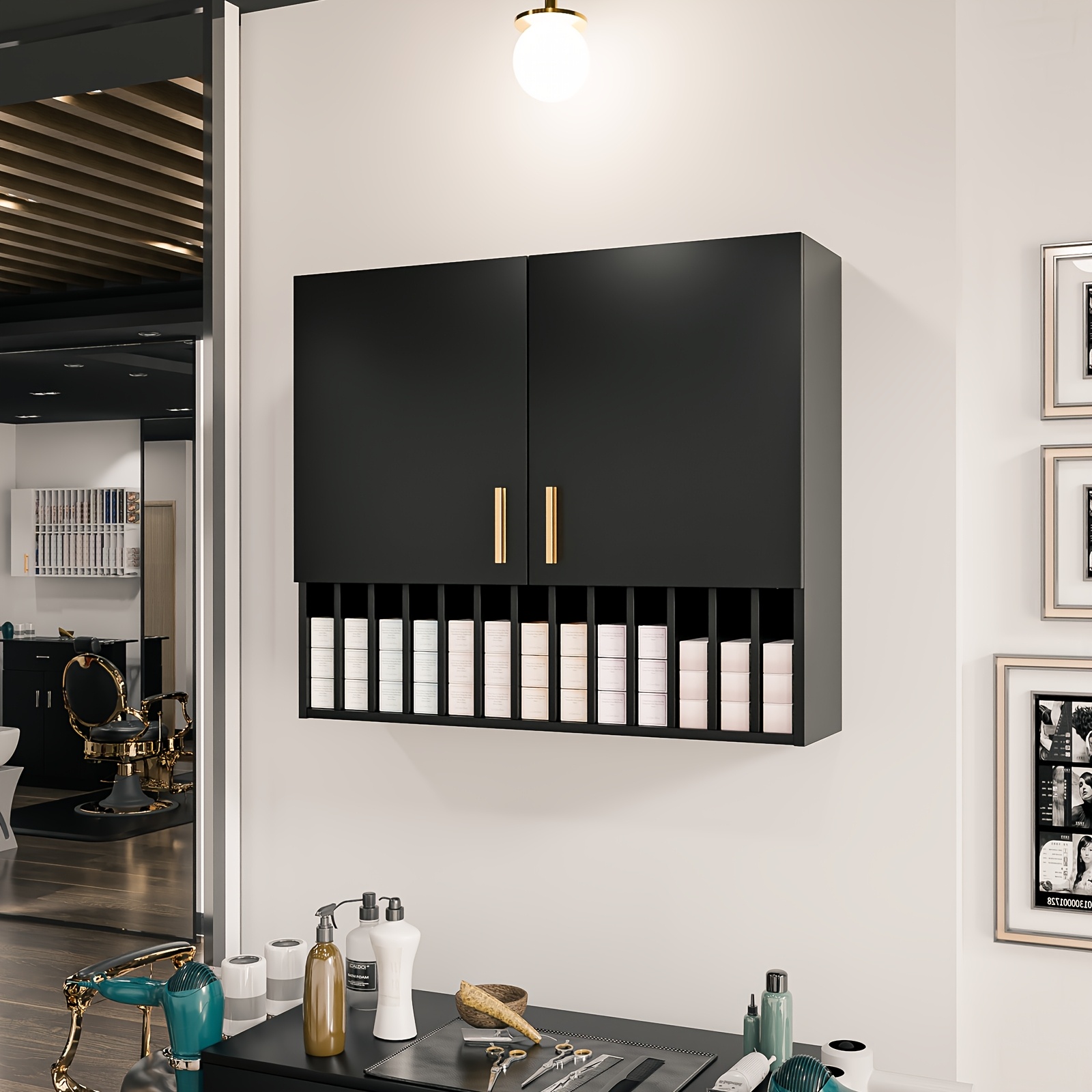 Professional Salon Hair Dye Storage Cabinet, Wall-mounted Organizer With 13 Compartments & , , Mdf Construction For Stylist Efficiency, Hair Stylist Supplies, Omysalon