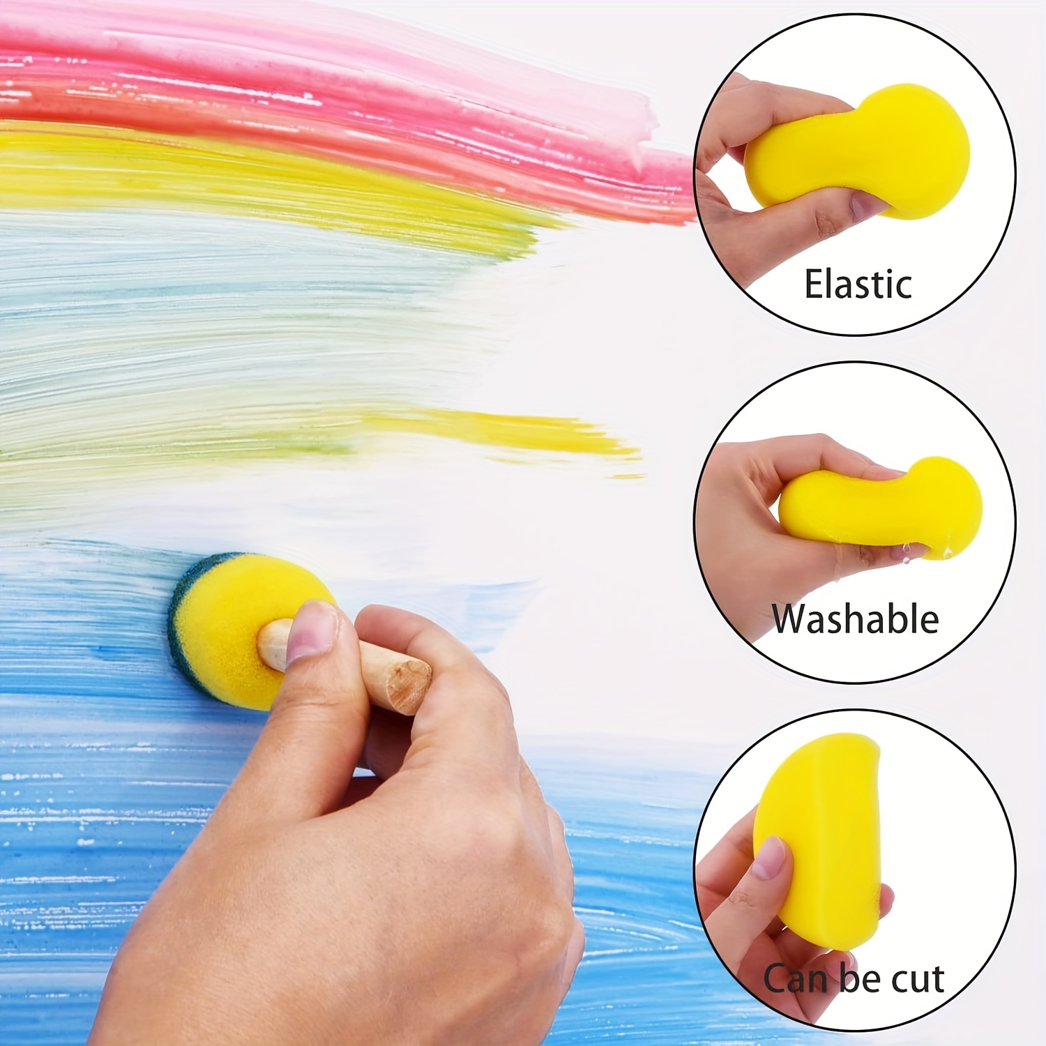 Set of 36pcs Round Sponge Professional Stamp Set, 4 Sizes for Art Projects
